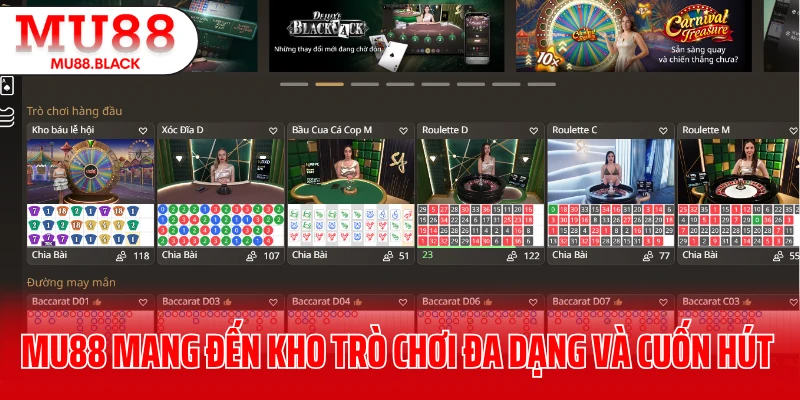 MU88 mang đến kho trò chơi đa dạng và cuốn hút